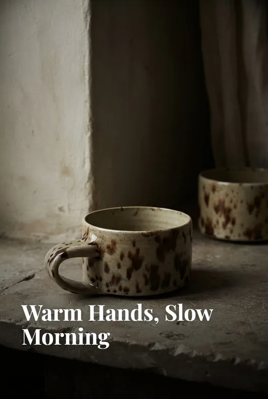Handmade mug in warm morning light