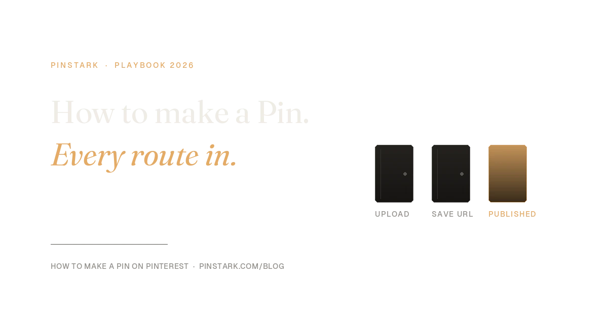 How to make a Pin on Pinterest — two routes in, one finished pin lit